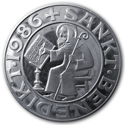 Landsberg Klosterkirche St Benedikt Sandau von 1986 Silbermedaille mit ca 15g 999er Silber Rückseite